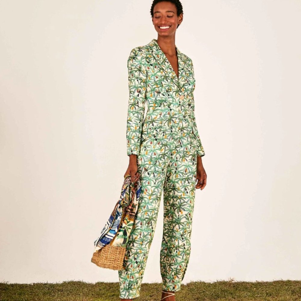 Anthropologie Farm Rio NWT Mini Toucan Blazer Jumpsuit - Size XL